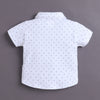 White & Brown Boys Half Sleeves Shirt & Short Set With Applique Bow Suspender & Cap
