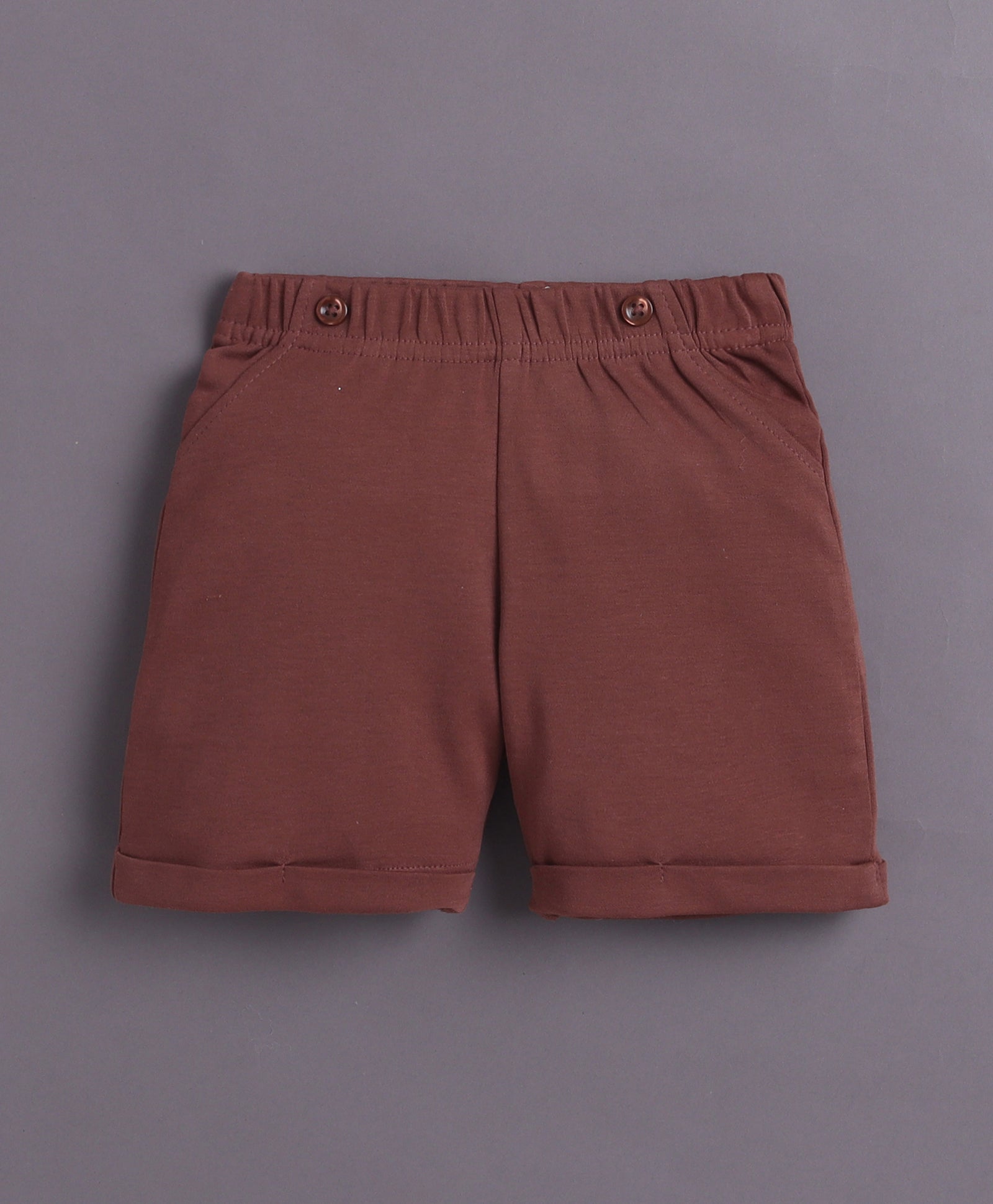 White & Brown Boys Half Sleeves Shirt & Short Set With Applique Bow Suspender & Cap