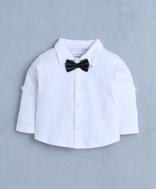 Boys 100% Cotton Striped Print Formal Set - White & Black