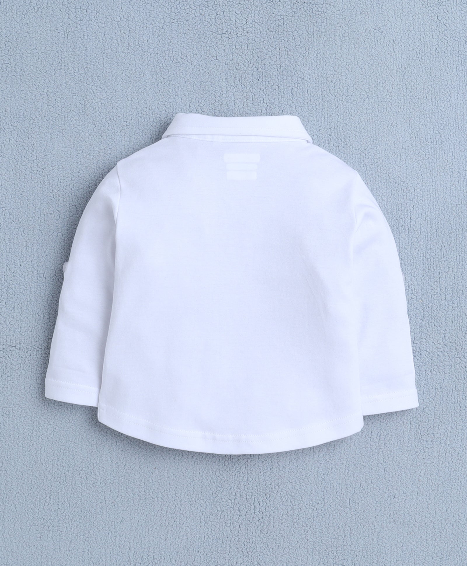 White & Black Boys Full Sleeves Shirt Waistcoat & Short Set With Applique Bow