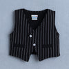 White & Black Boys Full Sleeves Shirt Waistcoat & Short Set With Applique Bow