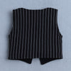 White & Black Boys Full Sleeves Shirt Waistcoat & Short Set With Applique Bow