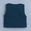 BUMZEE Teal & White Boys Full Sleeves Shirt Waistcoat & Short Set With Applique Bow
