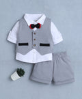 Bumzee Grey & White Formal Set, Full Sleeves, 100% Cotton