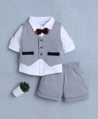Bumzee Grey & White Formal Set, Full Sleeves, 100% Cotton