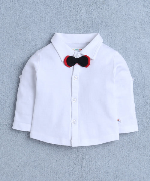 Bumzee Grey & White Formal Set, Full Sleeves, 100% Cotton