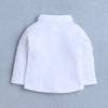 BUMZEE Grey & White Boys Full Sleeves Shirt Waistcoat & Short Set With Applique Bow