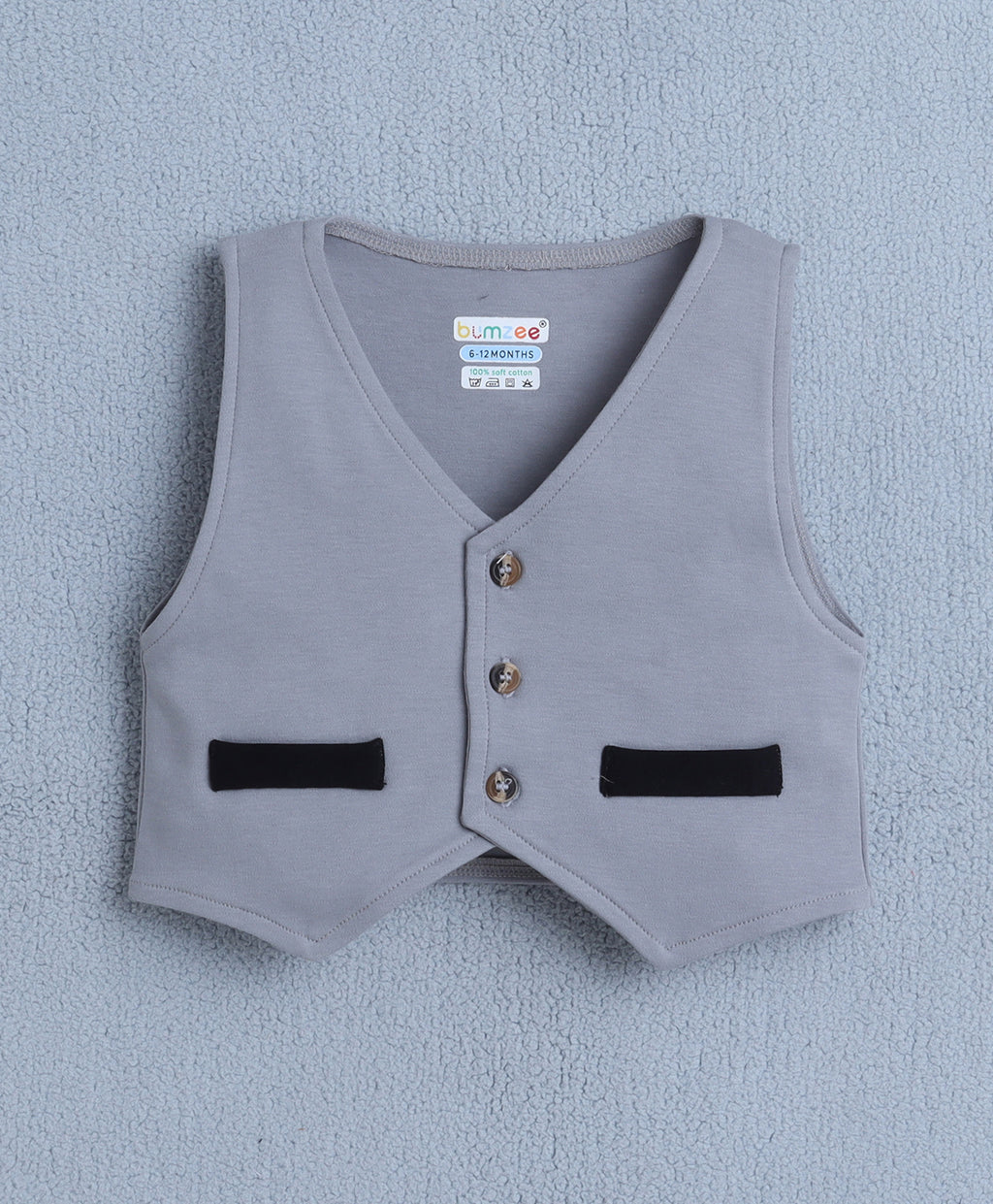 Bumzee Grey & White Formal Set, Full Sleeves, 100% Cotton