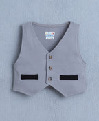 Bumzee Grey & White Formal Set, Full Sleeves, 100% Cotton