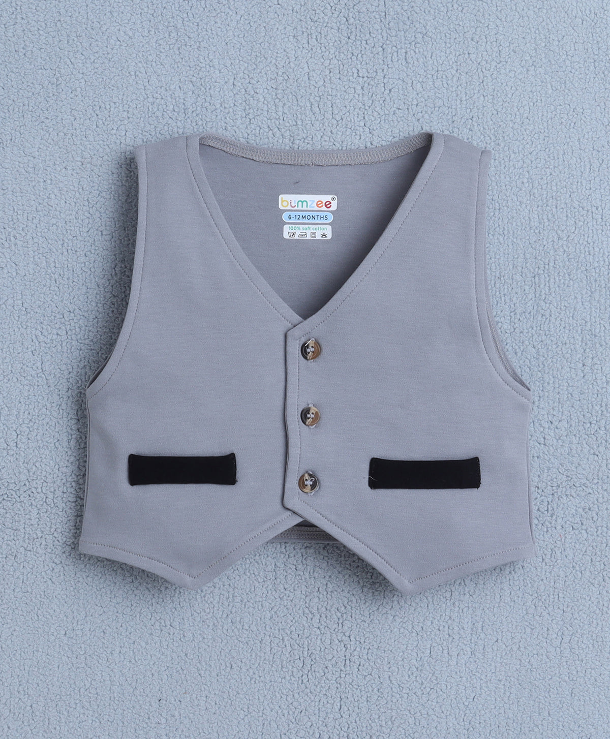 Bumzee Grey & White Formal Set, Full Sleeves, 100% Cotton