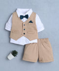 Bumzee Beige & White Formal Set, Full Sleeves, 100% Cotton