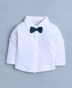 Bumzee Beige & White Formal Set, Full Sleeves, 100% Cotton