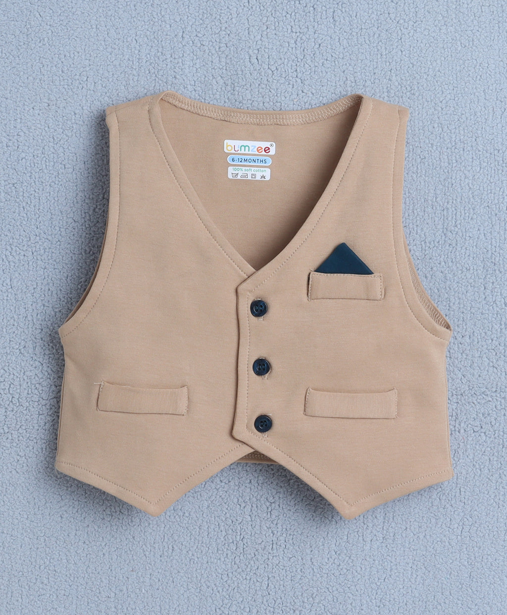 Bumzee Beige & White Formal Set, Full Sleeves, 100% Cotton