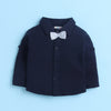 BUMZEE Navy & Grey Boys Full Sleeves Shirt Waistcoat & Pant Set With Applique Bow