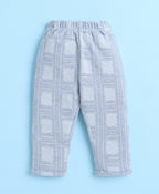 Bumzee Navy & Grey Checked Formal Set, Full Sleeves, 100% Cotton