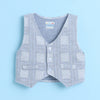 BUMZEE Navy & Grey Boys Full Sleeves Shirt Waistcoat & Pant Set With Applique Bow