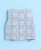 Bumzee Navy & Grey Checked Formal Set, Full Sleeves, 100% Cotton