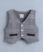 Bumzee White & Black Checked Formal Set, Full Sleeves, 100% Cotton