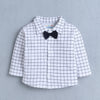 BUMZEE White & Navy Boys Full Sleeves Shirt Waistcoat & Pant Set With Applique Bow