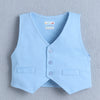 BUMZEE White & Navy Boys Full Sleeves Shirt Waistcoat & Pant Set With Applique Bow