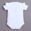 White & Red Girls Half Sleeves Bodysuit & Short Set With Headband
