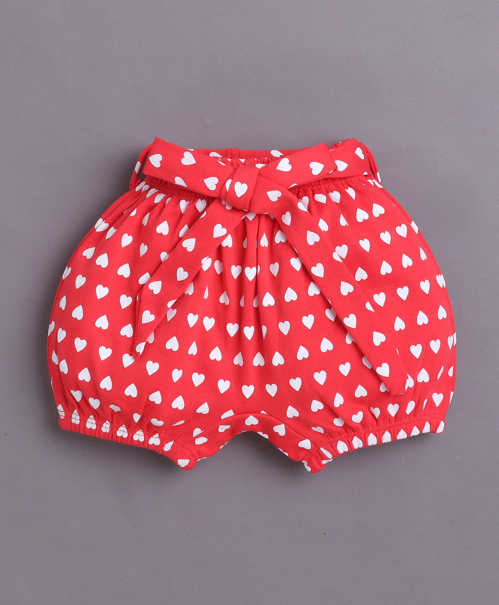 Bumzee White & Red Graphic Print Bodysuit & Short Set, Half Sleeves, 100% Cotton