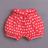 White & Red Girls Half Sleeves Bodysuit & Short Set With Headband