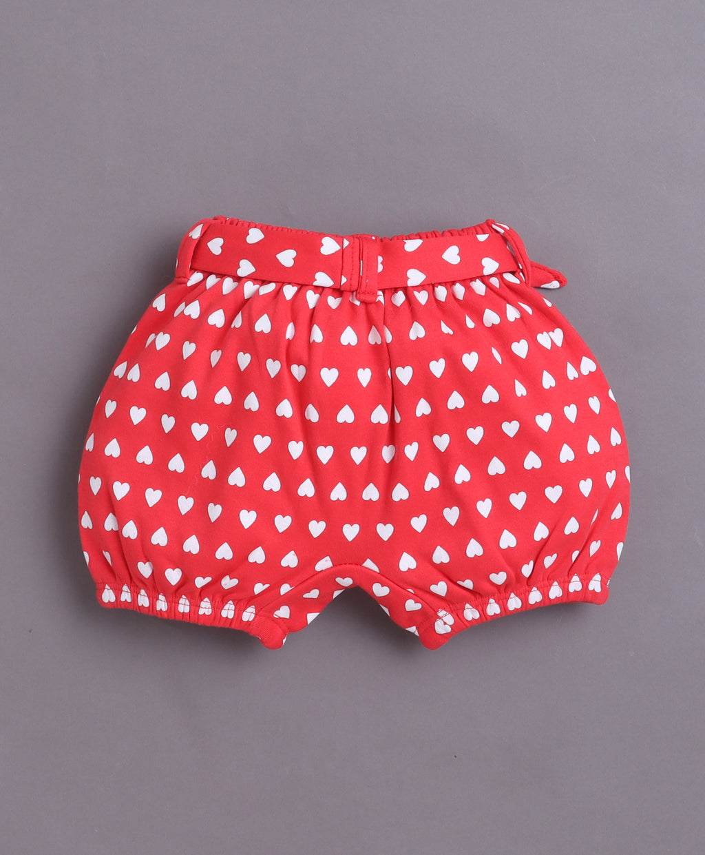 Bumzee White & Red Graphic Print Bodysuit & Short Set, Half Sleeves, 100% Cotton