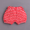 White & Red Girls Half Sleeves Bodysuit & Short Set With Headband