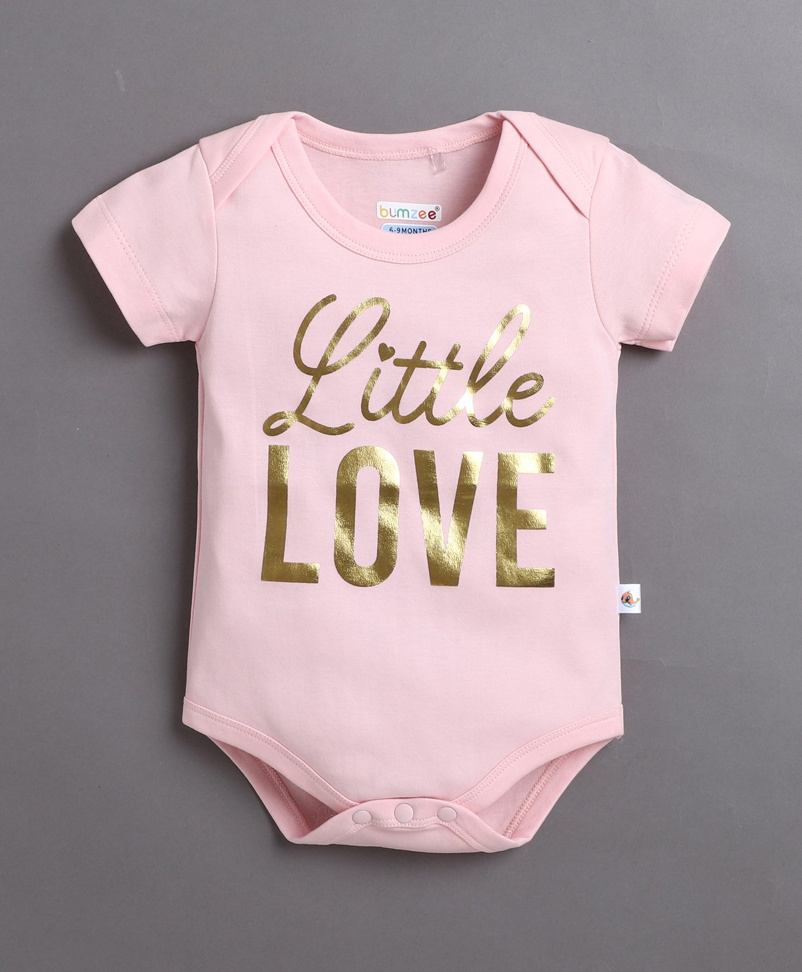 Pink & White Girls Half Sleeves Bodysuit & Short Set With Headband