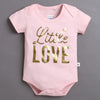 Pink & White Girls Half Sleeves Bodysuit & Short Set With Headband