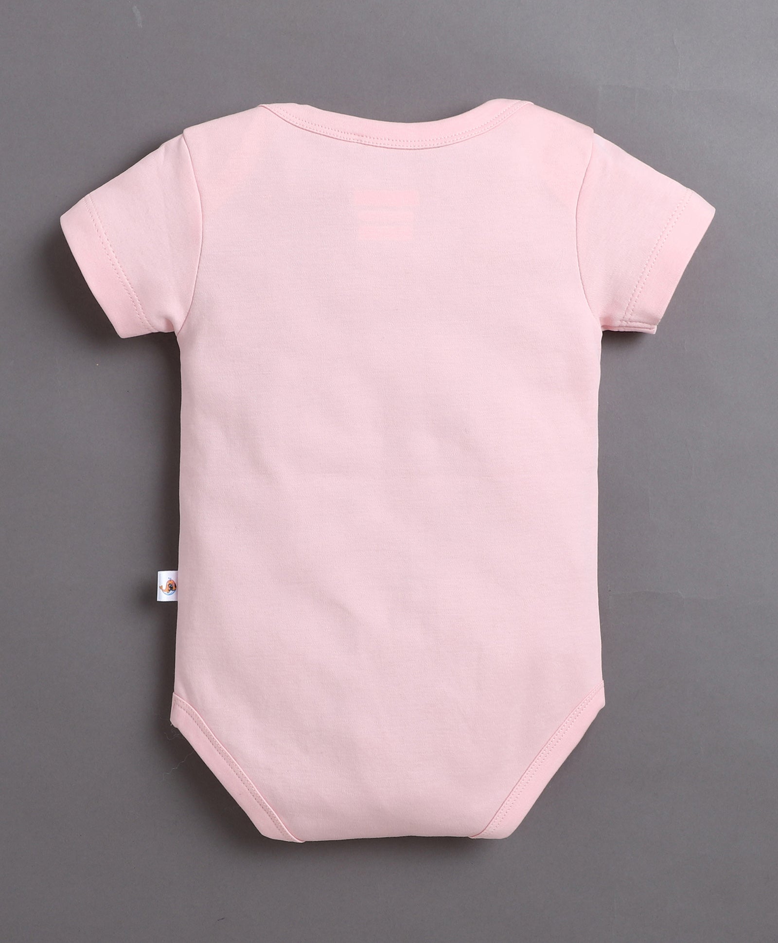 Pink & White Girls Half Sleeves Bodysuit & Short Set With Headband
