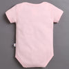 Pink & White Girls Half Sleeves Bodysuit & Short Set With Headband