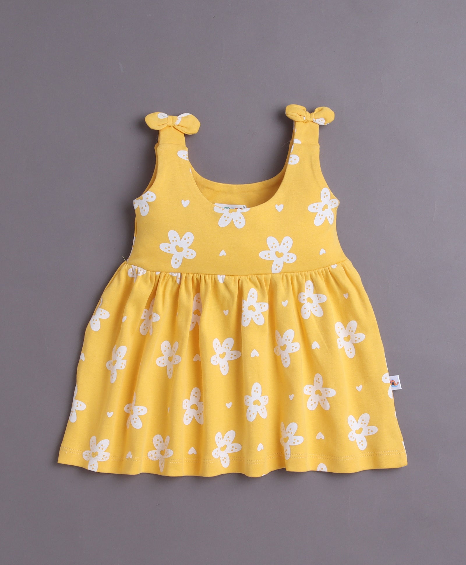 Yellow Girls Sleeveless Cotton Knee Length Frock