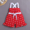 Red Girls Sleeveless Cotton Jumpsuit With Belt