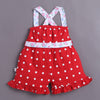 Red Girls Sleeveless Cotton Jumpsuit With Belt