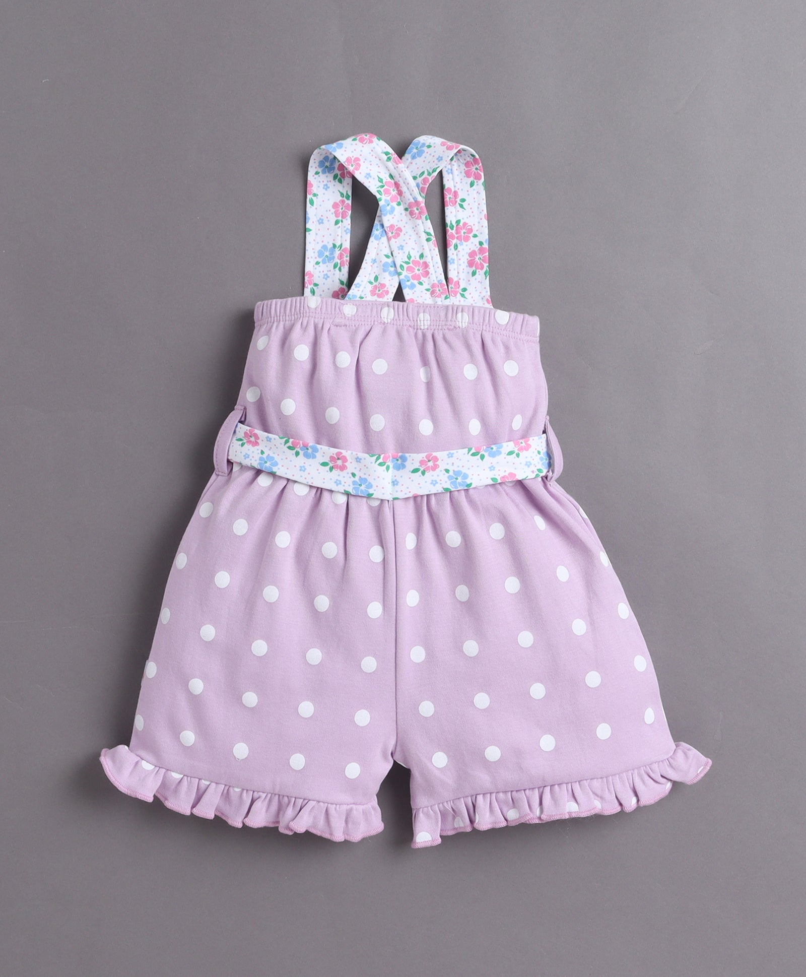 Lavender Girls Sleeveless Cotton Jumpsuit With Belt
