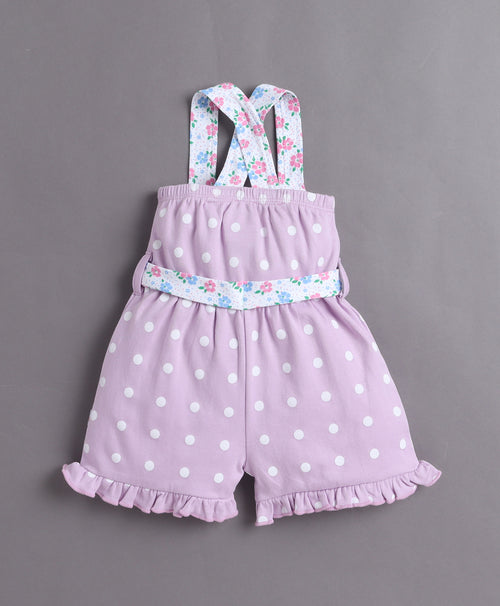 Girls 100% Cotton Polka Dots Print Jumpsuit - Lavender