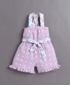 Bumzee Lavender Polka Dot Jumpsuit, Sleeveless, 100% Cotton