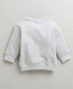 Bumzee Grey Melange Animal Print Sweatshirt, Full Sleeves