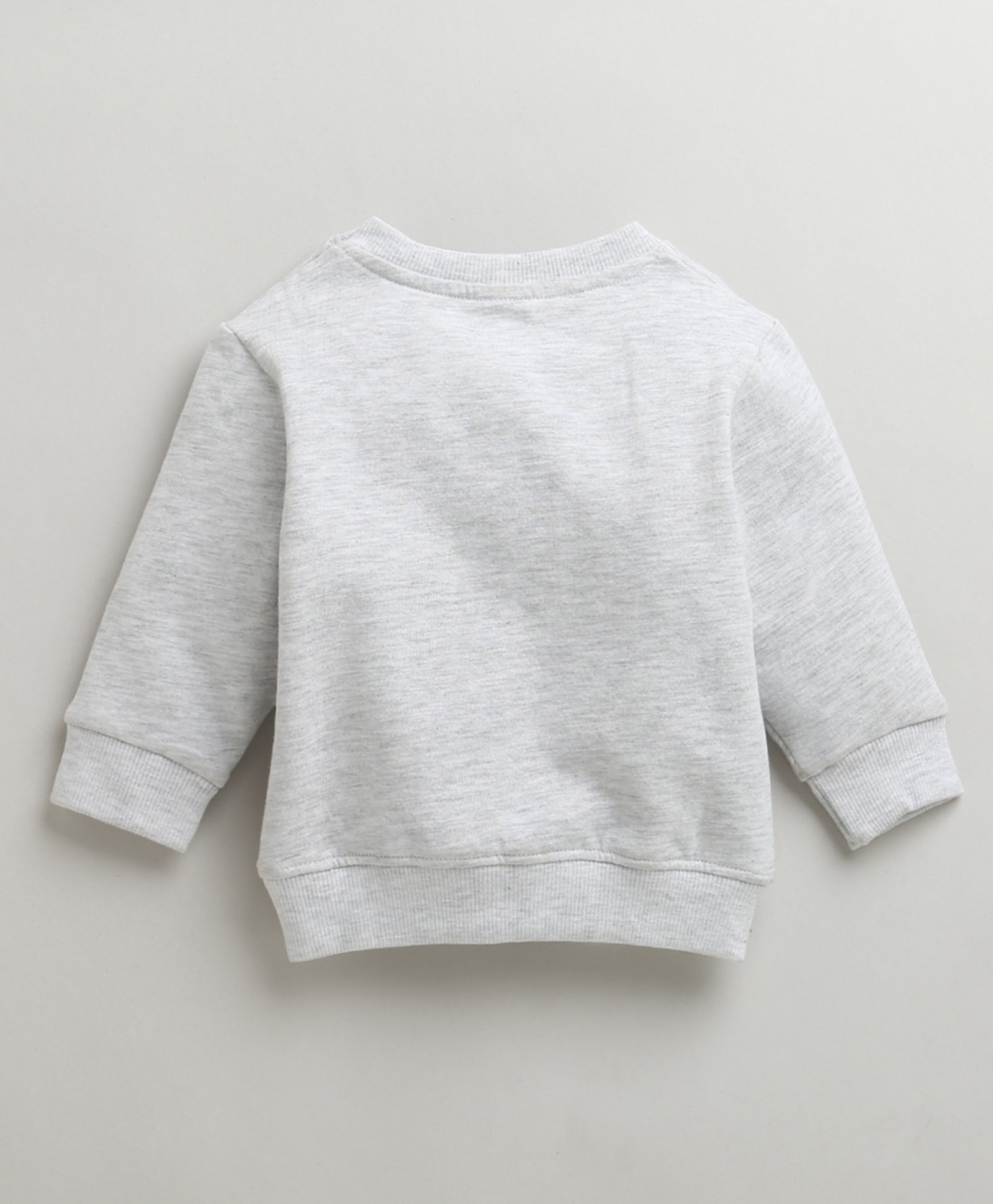 Boys Grey Melange Full Sleeves Round Neck Sweatshirt
