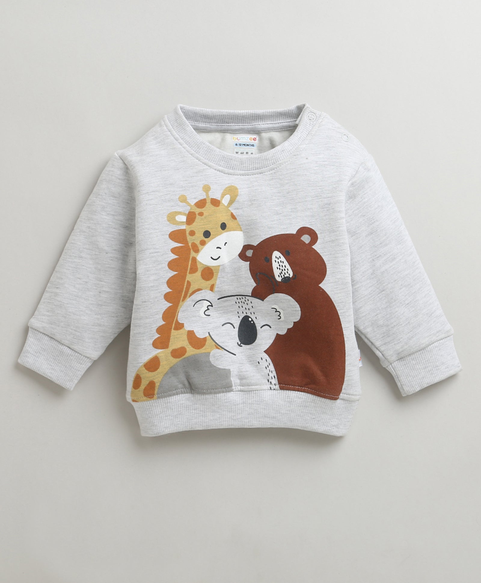 Boys Grey Melange Full Sleeves Round Neck Sweatshirt