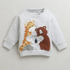 Boys Grey Melange Full Sleeves Round Neck Sweatshirt