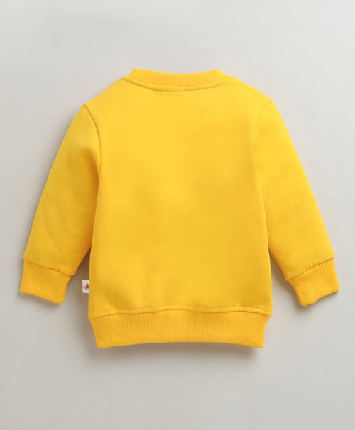 Boys Yellow Full Sleeves Round Neck Sweatshirt