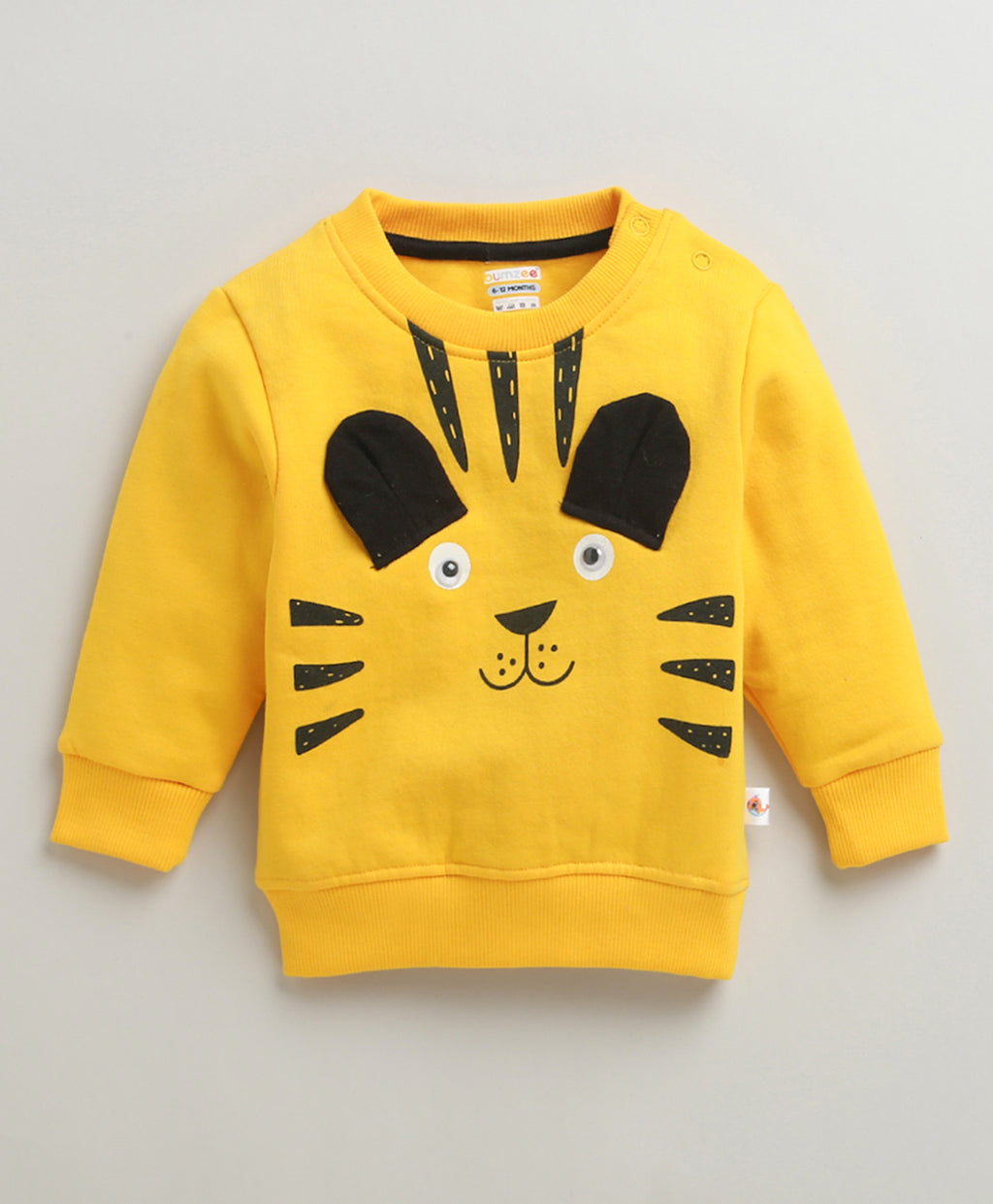 Yellow Tiger Print Sweatshirt, Full Sleeves