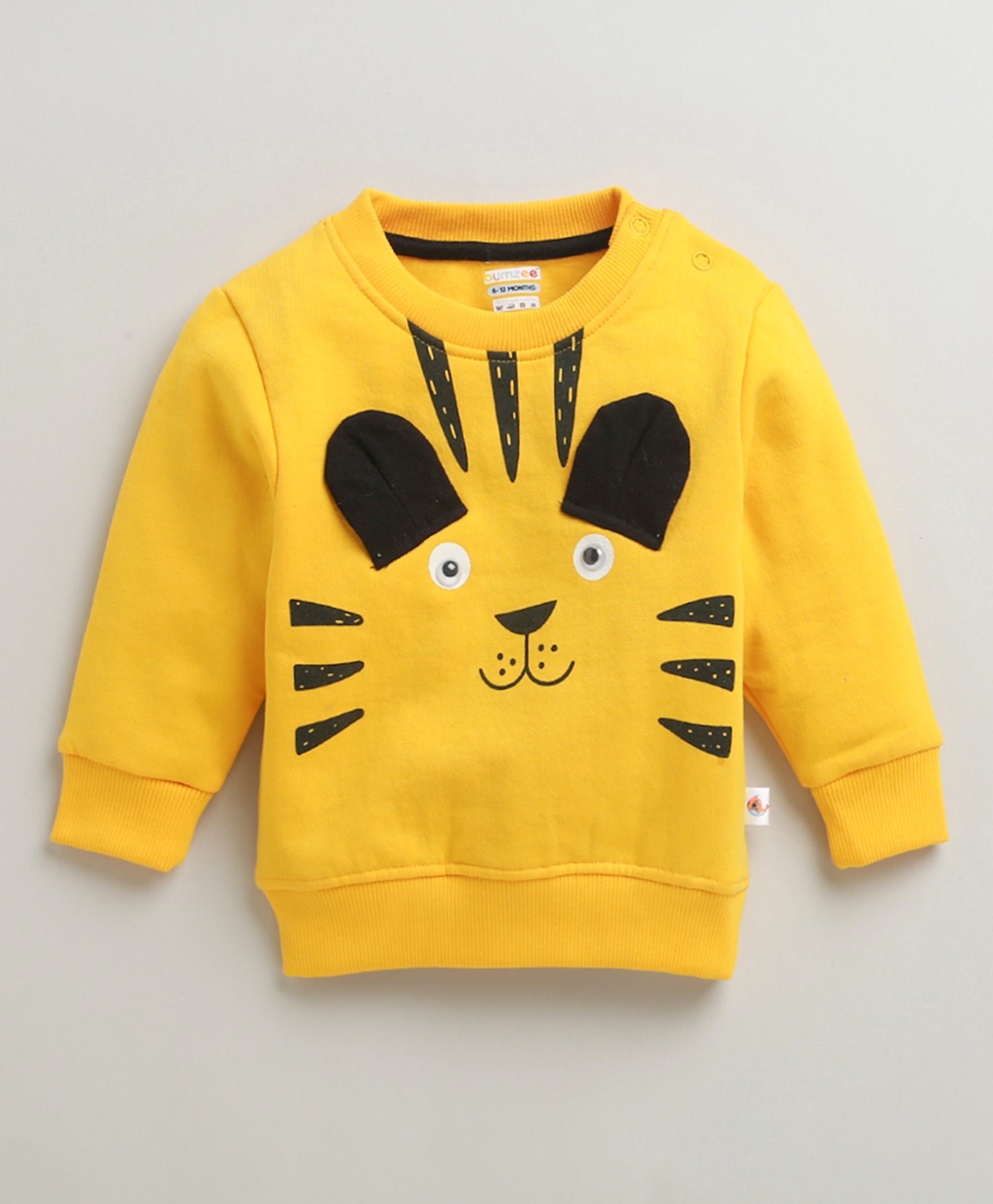 Boys Yellow Full Sleeves Round Neck Sweatshirt