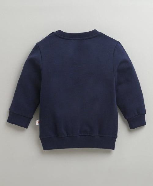 Boys Navy Full Sleeves Round Neck Sweatshirt