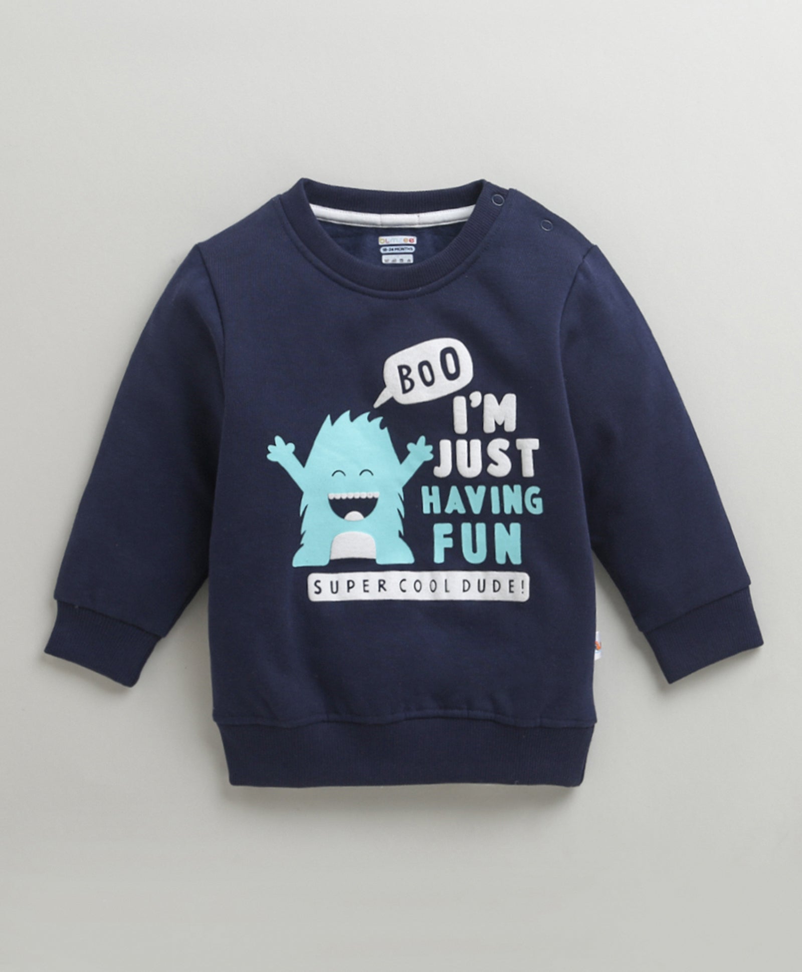 Boys Navy Full Sleeves Round Neck Sweatshirt
