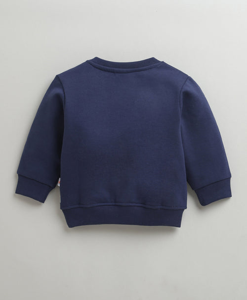 Boys Royal Blue Full Sleeves Round Neck Sweatshirt