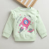 Girls Mint Green Full Sleeves Round Neck Sweatshirt